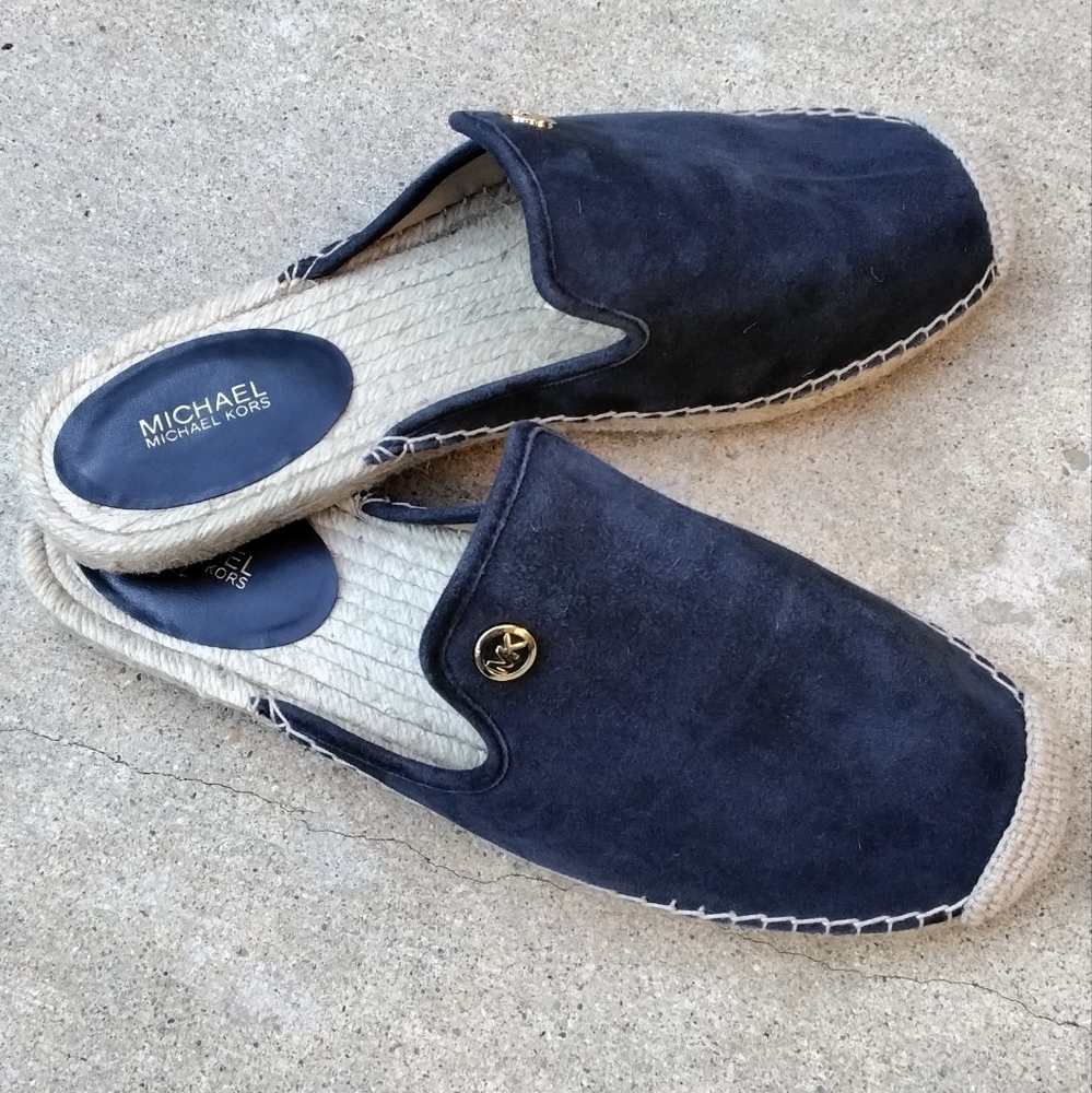 Michael kors suede leather mules navy blue New no tag size 10